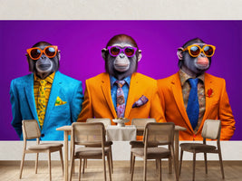 photo-wallpaper-three-apes-in-bright-suits-and-sunglasses-against-deep-purple