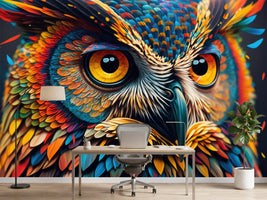 photo-wallpaper-abstract-animal-owl-portrait-with-colorful-double-exposure-paint-with-generative-ai-3