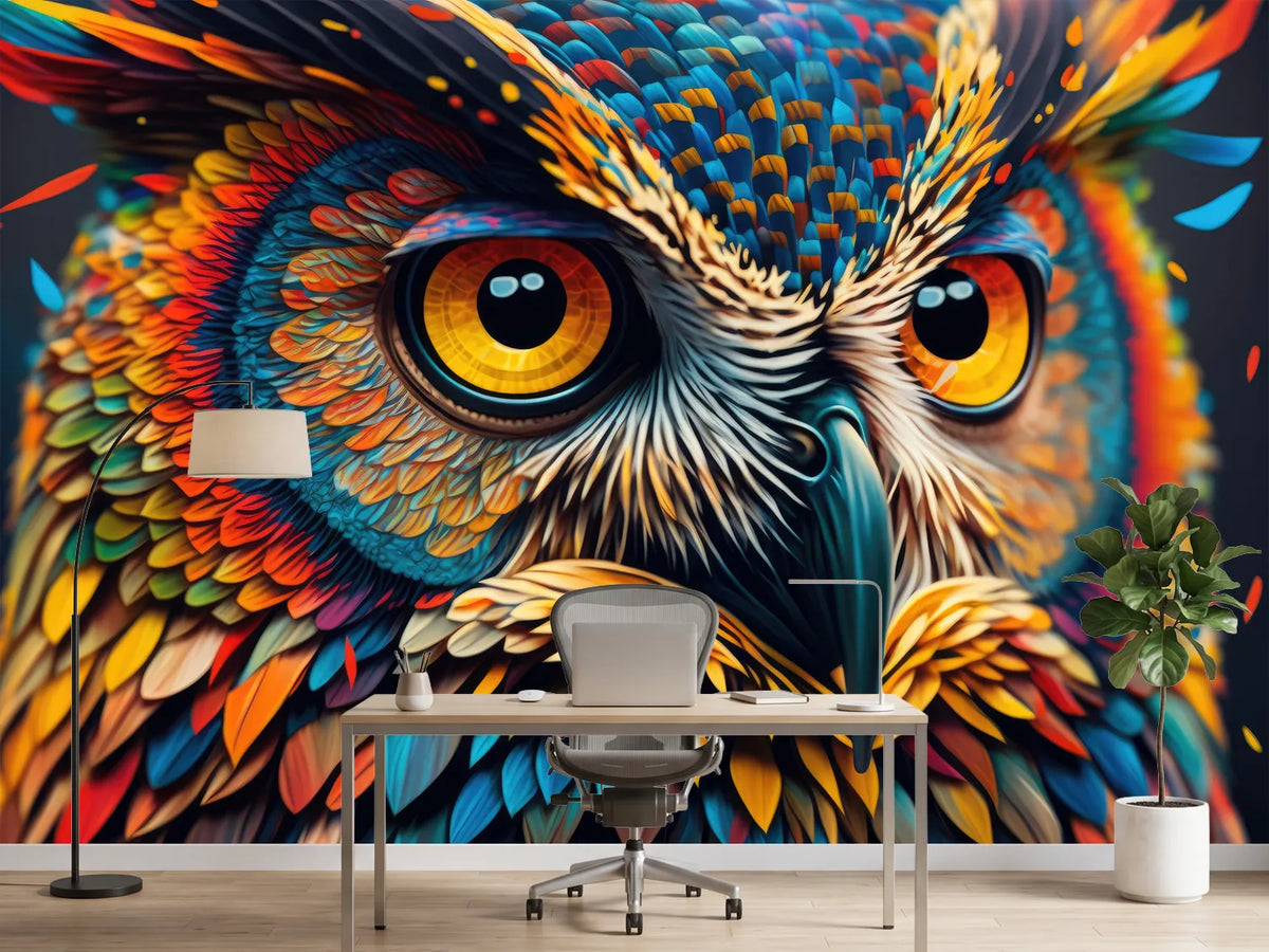 photo-wallpaper-abstract-animal-owl-portrait-with-colorful-double-exposure-paint-with-generative-ai-3