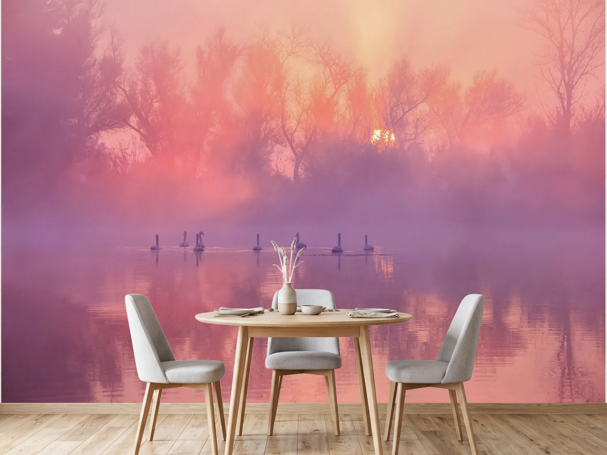 photo-wallpaper-swans-misty-morning