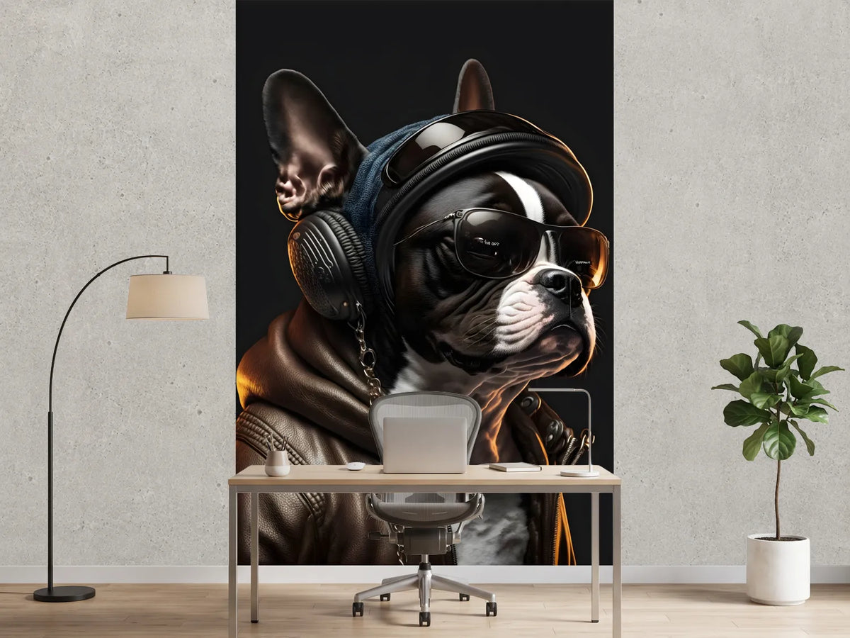 photo-wallpaper-boston-terrier-in-a-leather-jacket-with-aviator-shades-and-headphones