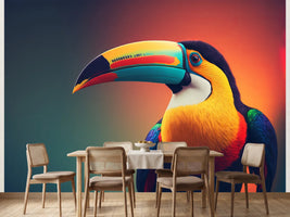 photo-wallpaper-portrait-of-a-tropical-toucan-bird-generitive-ai