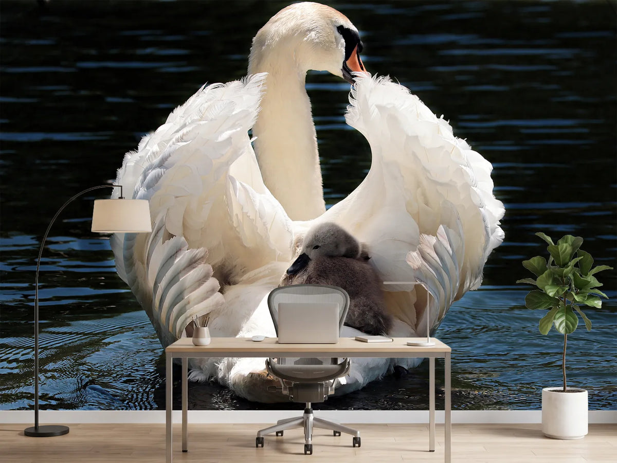 photo-wallpaper-mom-and-baby-swan