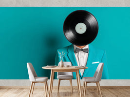 photo-wallpaper-vinyl-record-for-a-head-man-in-a-turquoise-suit-and-bow-tie