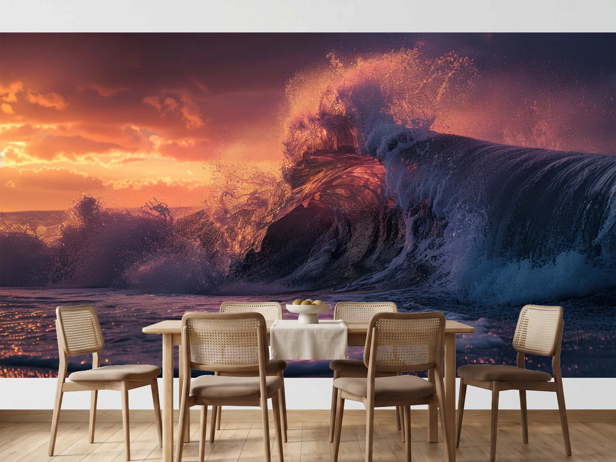 photo-wallpaper-sunset-wave-crashing-on-the-coast