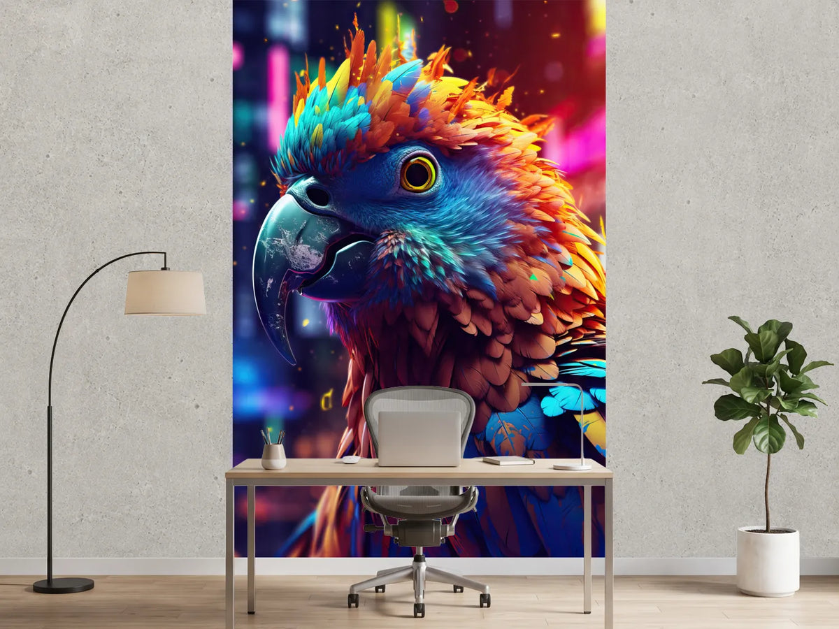 photo-wallpaper-colorful-bird-parrot-on-the-dark-background