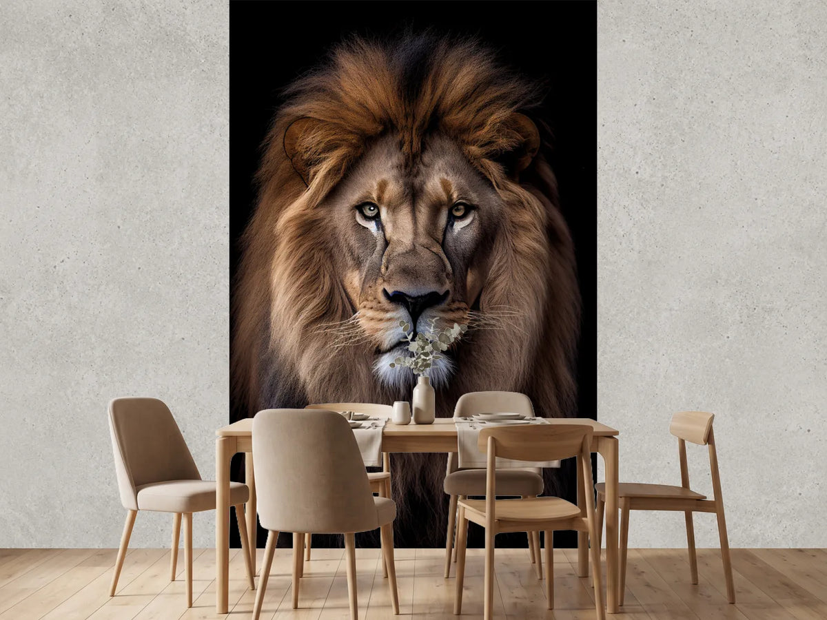 photo-wallpaper-front-view-portrait-of-a-lion-on-black-background-africa-wildlife