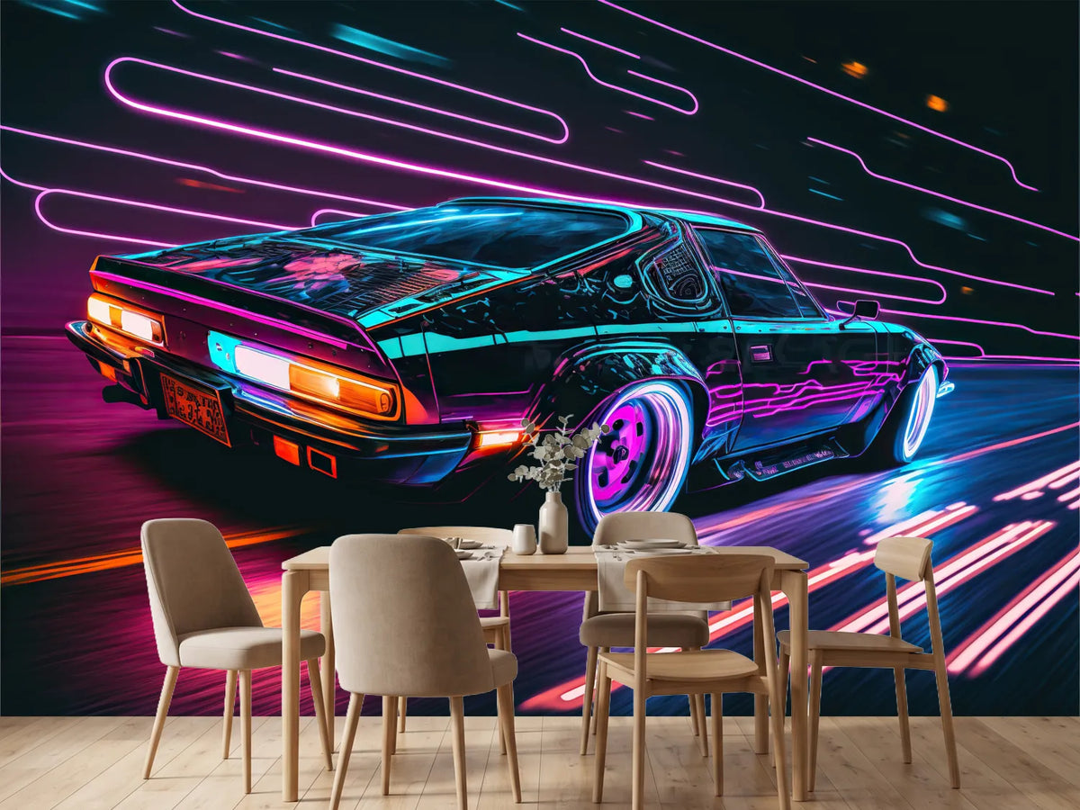 photo-wallpaper-sports-car-in-neon-glow-with-light-trails-on-a-night-road