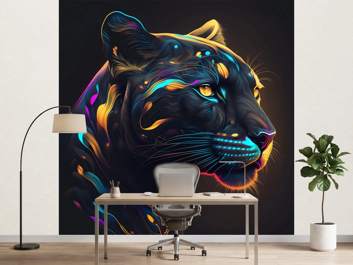 photo-wallpaper-black-panther-in-neon-colors-generative-ai