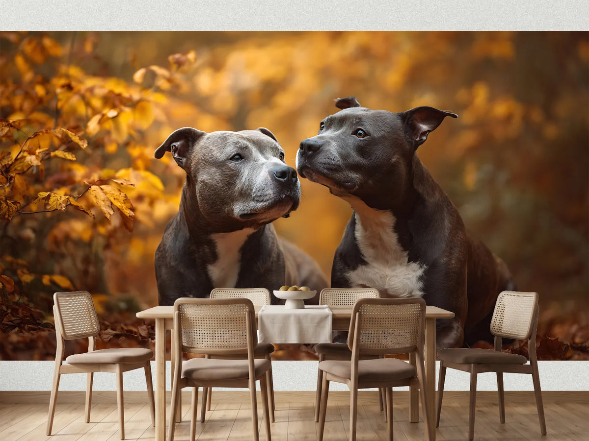 photo-wallpaper-two-dogs-among-golden-autumn-leaves-in-warm-light