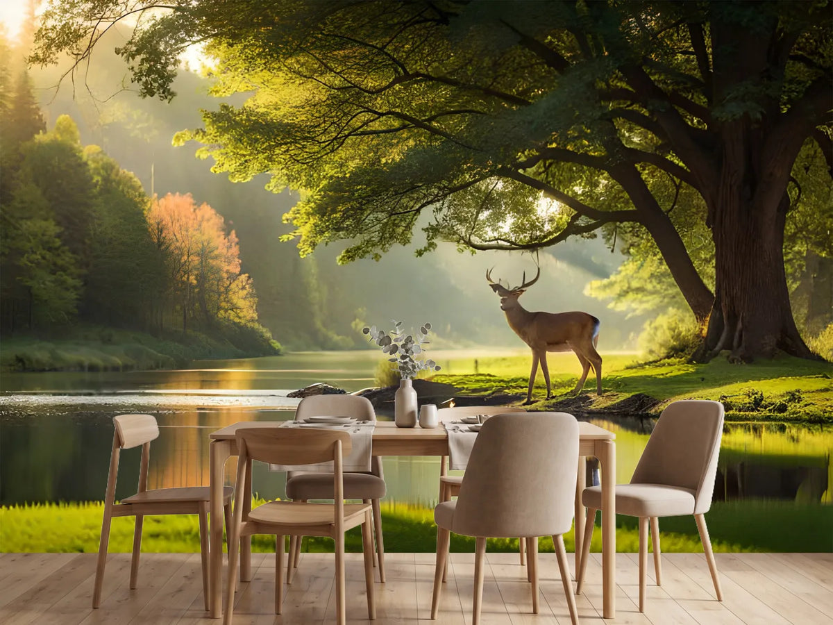 photo-wallpaper-deer-in-the-woods-generated-ai