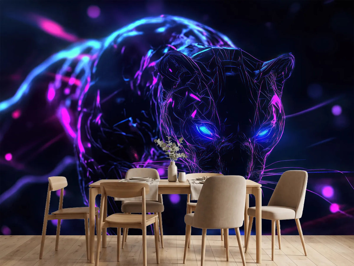 photo-wallpaper-black-panther-in-neon-light-with-glowing-blue-eyes