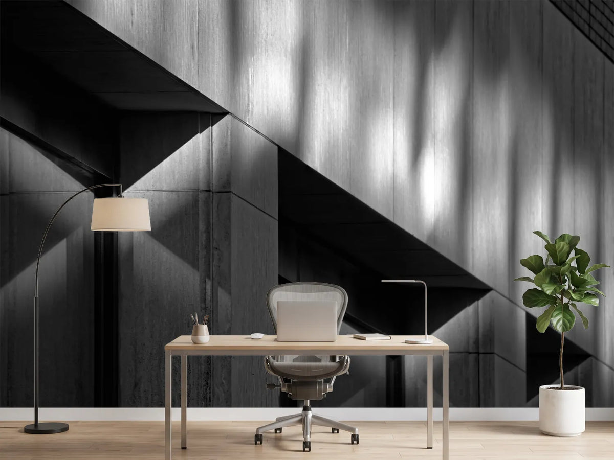 photo-wallpaper-concrete-facade-in-black-and-white-diagonal-edges-in-raking-light