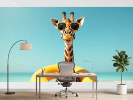 photo-wallpaper-giraffe-in-yellow-sunglasses-with-a-swim-ring-by-a-turquoise-sea