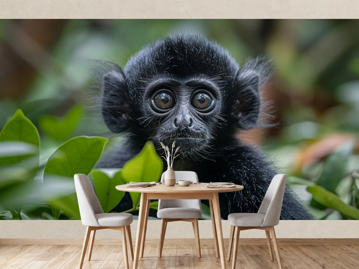 photo-wallpaper-young-black-monkey-among-green-leaves-close-up-in-the-rainforest