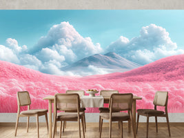 photo-wallpaper-pink-rolling-hills-before-a-volcanic-peak-under-towering-clouds