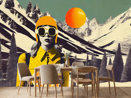 photo-wallpaper-skier-with-oranges-against-snowy-peaks-in-a-retro-collage