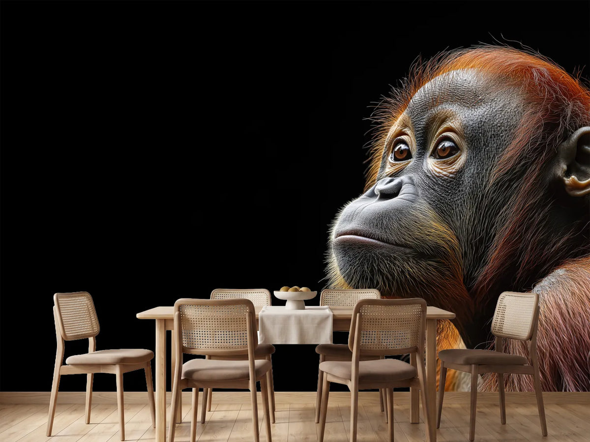 photo-wallpaper-young-orangutan-in-profile-against-deep-black