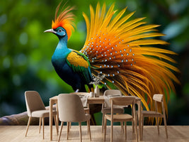 photo-wallpaper-a-colorful-bird-with-a-long-tail-sitting-on-a-branch