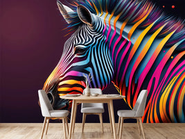 photo-wallpaper-zebra-in-profile-with-glowing-neon-stripes-on-deep-purple