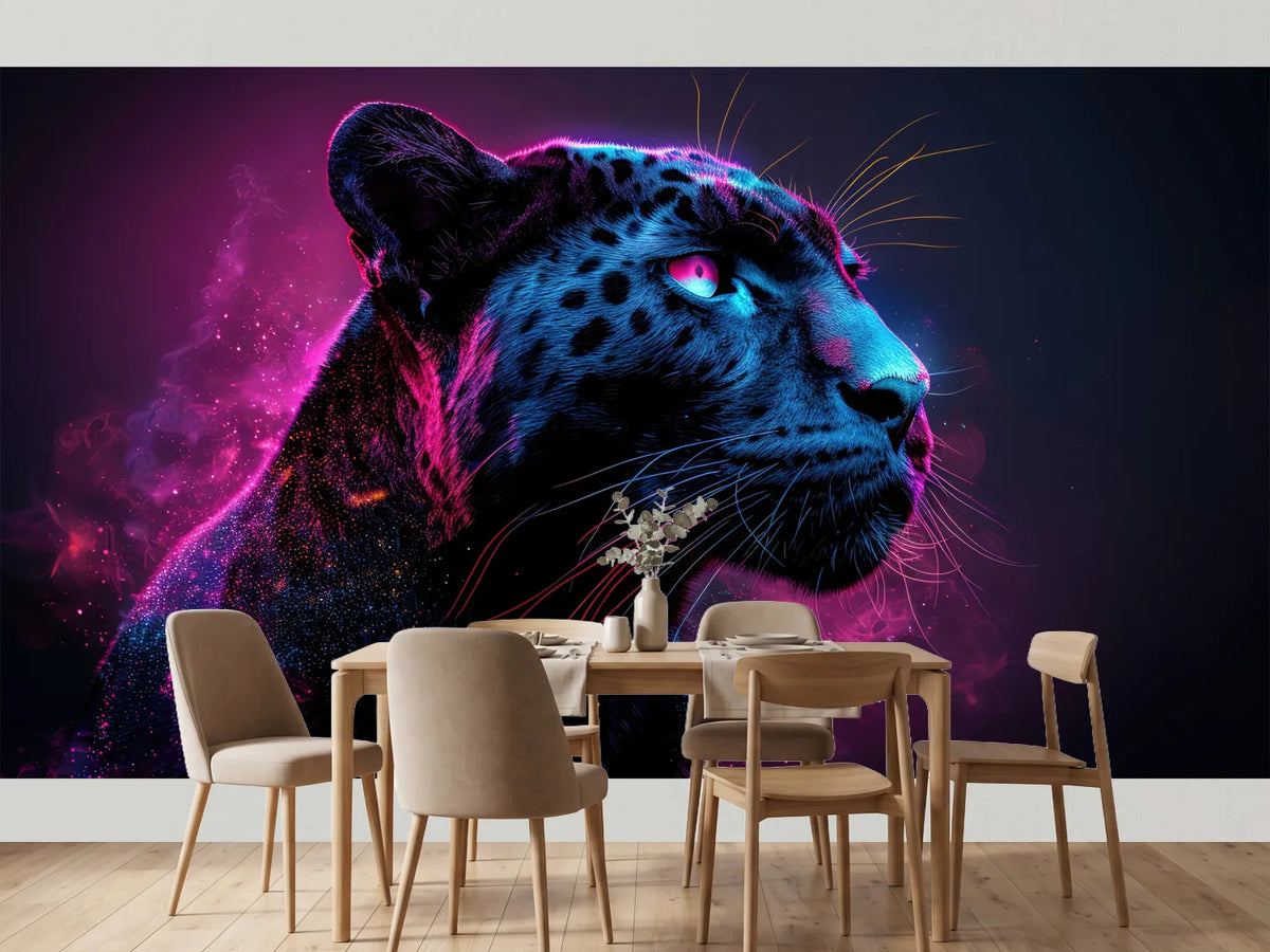 photo-wallpaper-black-panther-in-neon-light-profile-glowing-magenta-and-blue