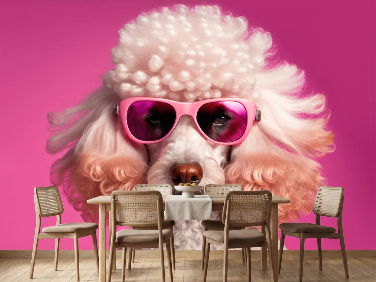 photo-wallpaper-white-poodle-in-pink-sunglasses-against-a-bold-pink-backdrop