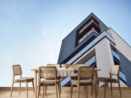 photo-wallpaper-building-corner-with-glass-balconies-against-a-clear-blue-sky