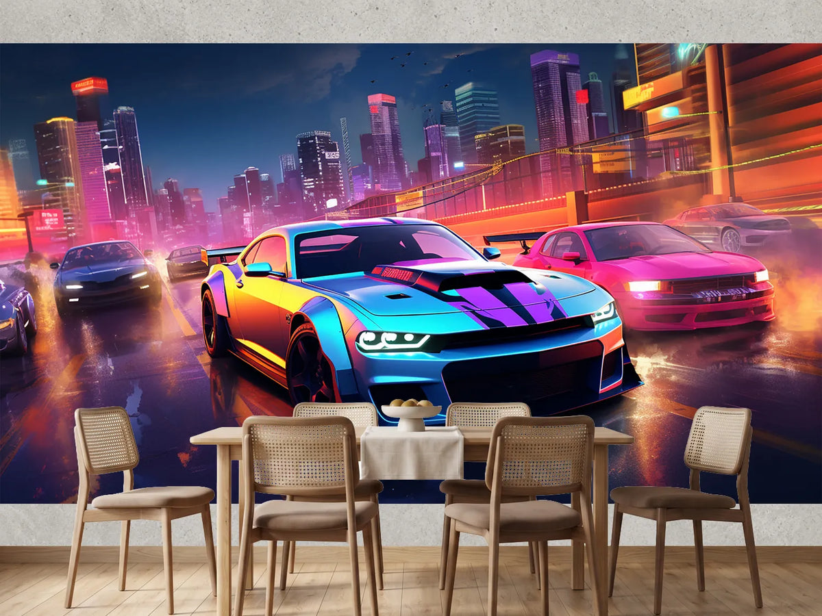 photo-wallpaper-street-racing-in-neon-city-high-speed-street-racing