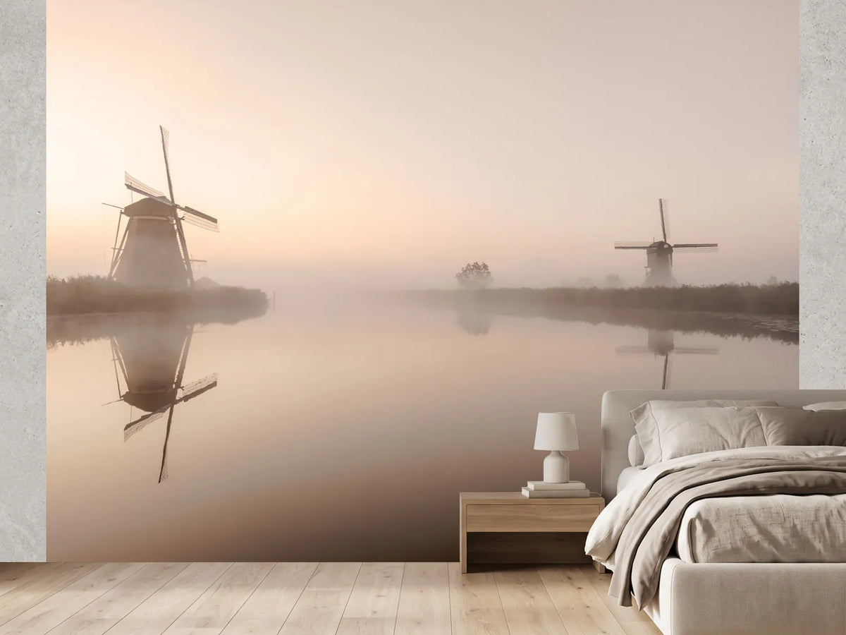 photo-wallpaper-misty-morning-windmills
