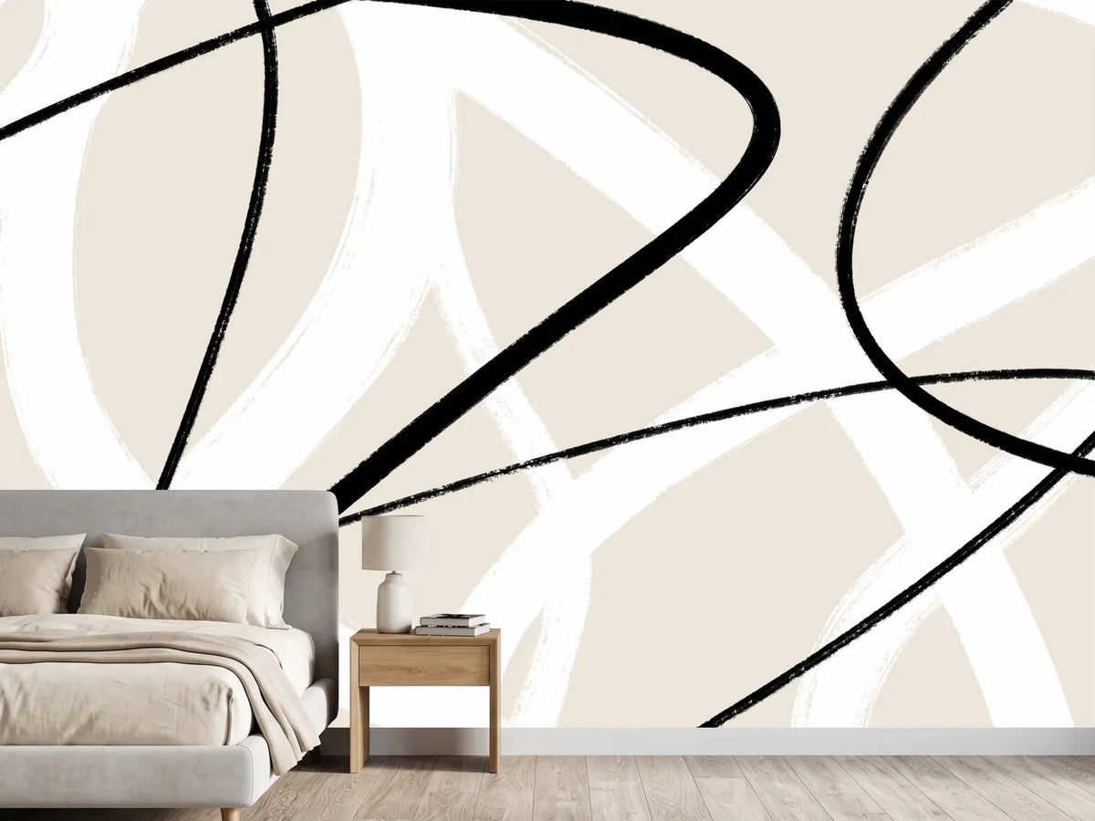 photo-wallpaper-black-lines-on-a-neutral-beige-background