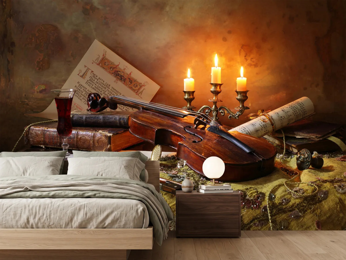 photo-wallpaper-still-life-with-violin-and-candles