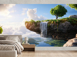 photo-wallpaper-lush-floating-island-with-powerful-waterfall-and-vibrant-greenery