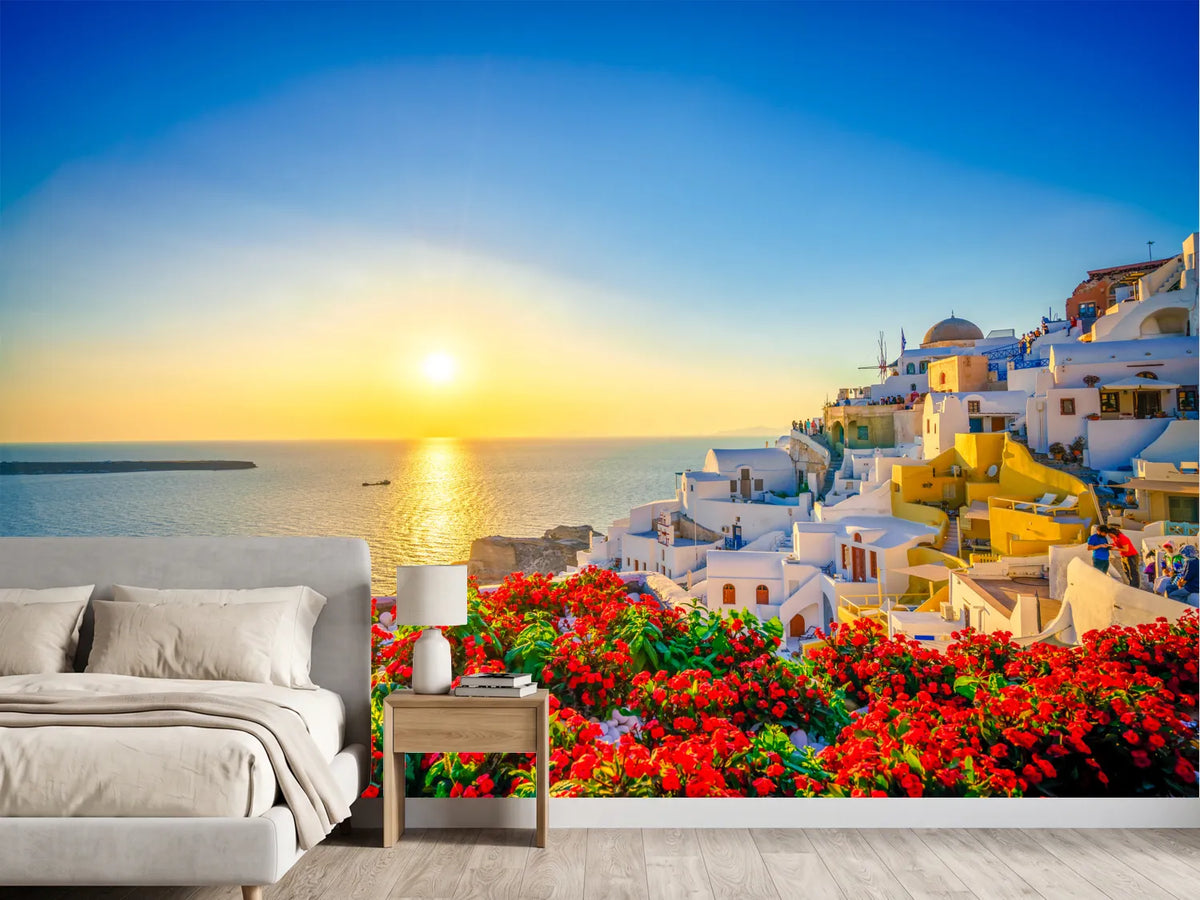 photo-wallpaper-sunset-at-oia-town-santorini-greece