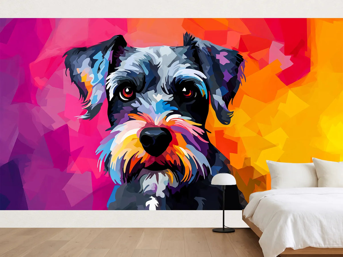 photo-wallpaper-schnauzer-in-bold-pop-art-colours-against-magenta-and-orange