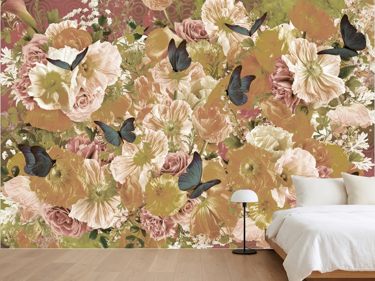 photo-wallpaper-lush-garden-butterflies