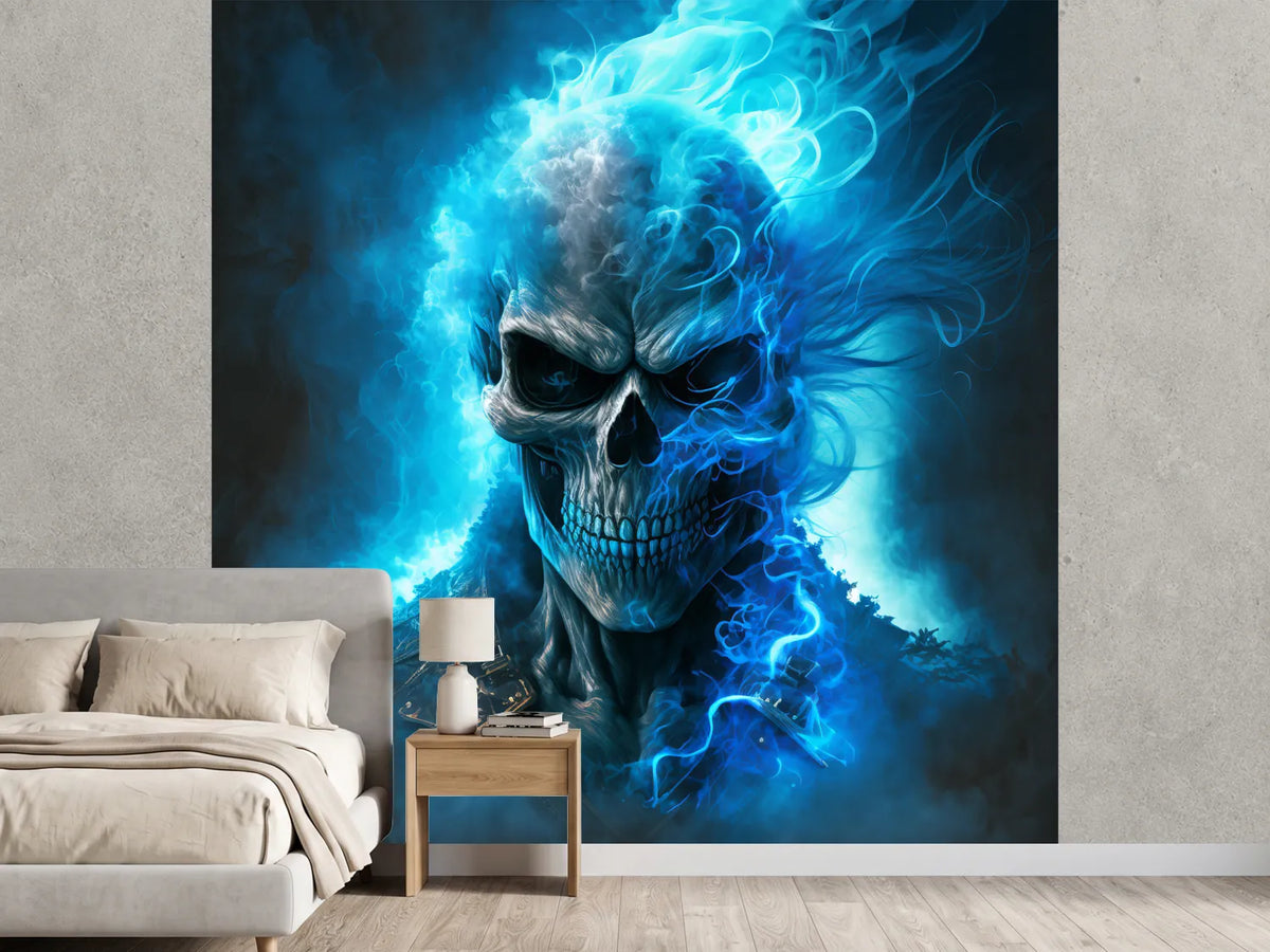 photo-wallpaper-skull-assassin-blue-fire-generative-ai
