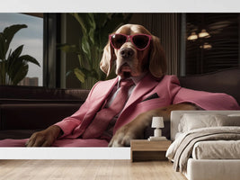photo-wallpaper-dog-in-a-pink-suit-and-sunglasses-lounging-on-a-leather-sofa