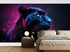 photo-wallpaper-black-panther-in-neon-light-profile-glowing-magenta-and-blue