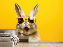 photo-wallpaper-cool-easter-bunny-with-sunglasses-in-front-of-a-yellow-background-wall