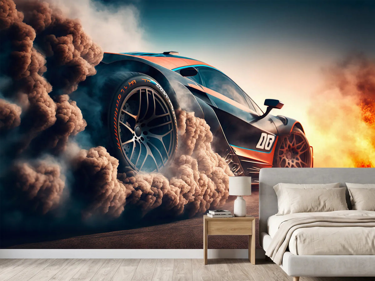photo-wallpaper-sport-car-raceing-on-race-track-car-wheel-drifting-generative-ai