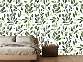 photo-wallpaper-watercolor-green-leaves