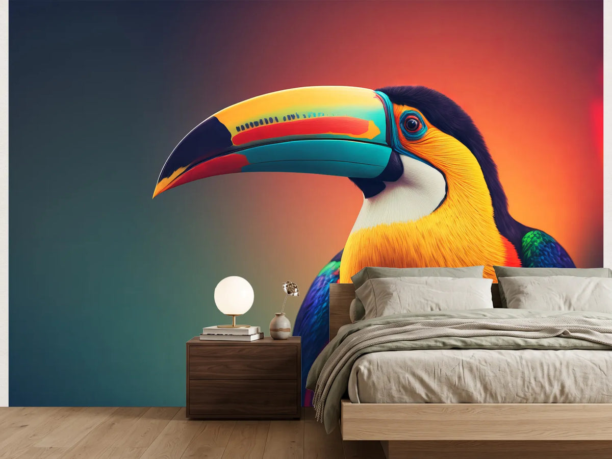 photo-wallpaper-portrait-of-a-tropical-toucan-bird-generitive-ai