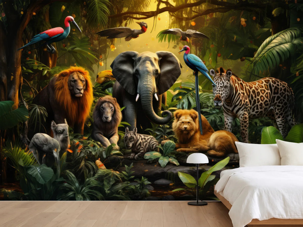 photo-wallpaper-mixed-group-of-wild-animals-in-the-jungle