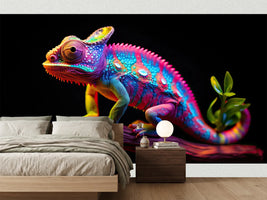 photo-wallpaper-chameleon-on-a-branch-in-neon-colours-against-deep-black