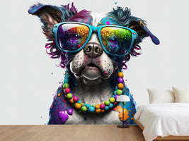 photo-wallpaper-colourful-party-dog-in-sunglasses-with-beaded-necklace