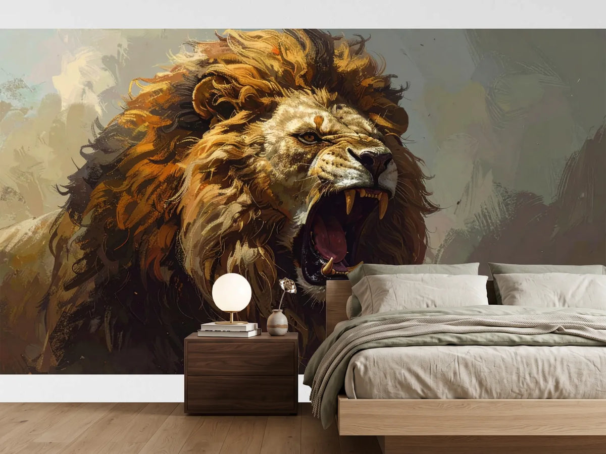 photo-wallpaper-a-roaring-lion-with-a-fierce-expression