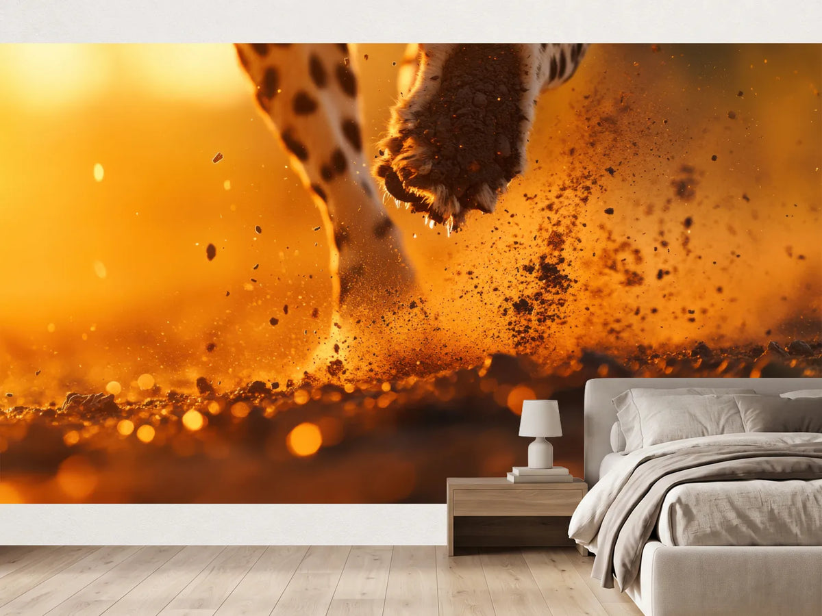 photo-wallpaper-cheetah-paw-kicking-up-dust-in-golden-backlight