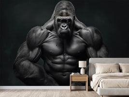 photo-wallpaper-gorilla-showing-big-muscles-and-strength-extreme-closeup-generative-ai