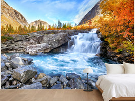 photo-wallpaper-beautiful-autumn-landscape-with-yellow-trees-and-waterfall