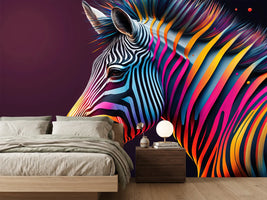 photo-wallpaper-zebra-in-profile-with-glowing-neon-stripes-on-deep-purple